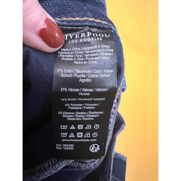 Liverpool Los Angeles Frayed Hem Denim Mini Skirt Blue Womens Petite Size 10/30 - Picture 8 of 8